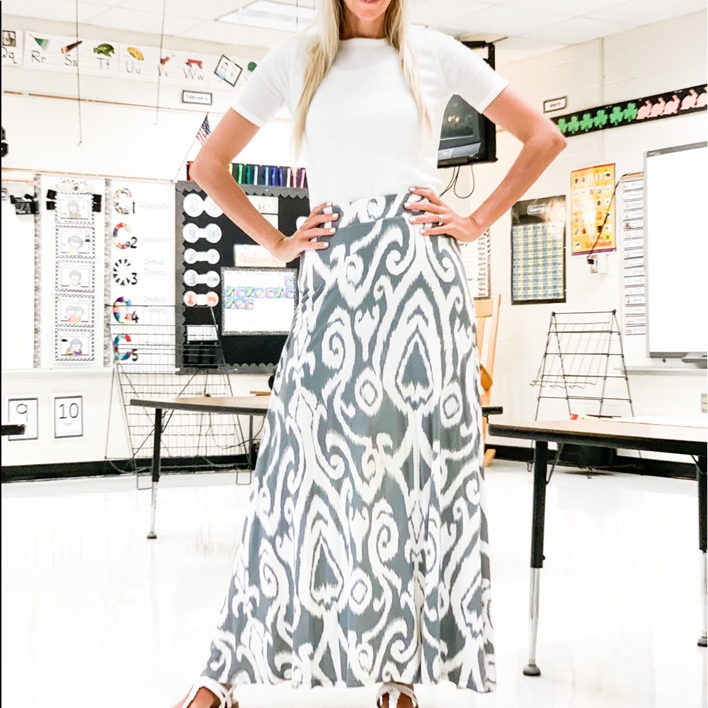 White & Gray Maxi Skirt